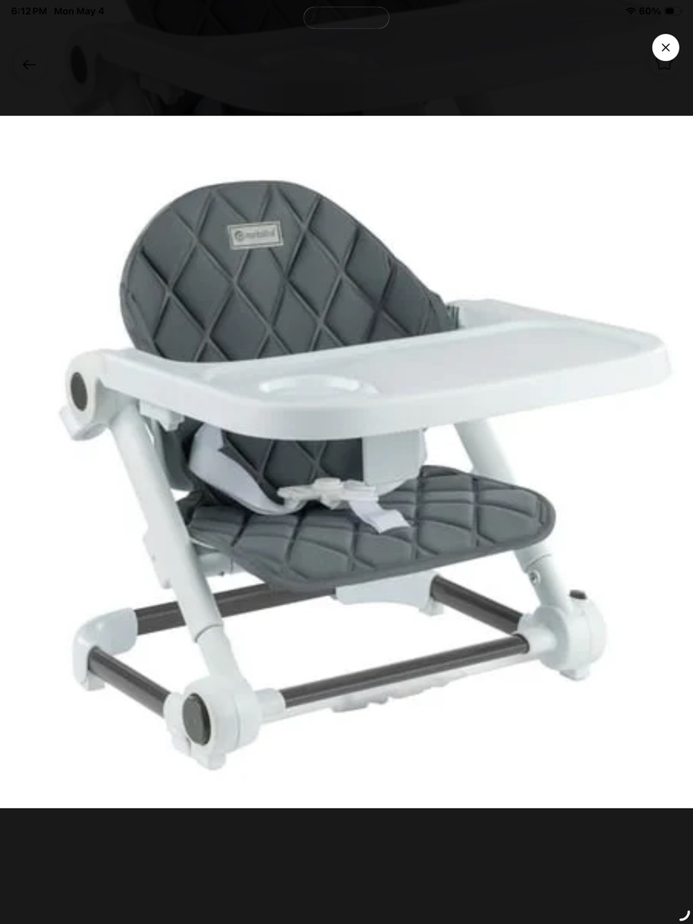 Convertible Gray Quilted Baby Booster Seat with Tray